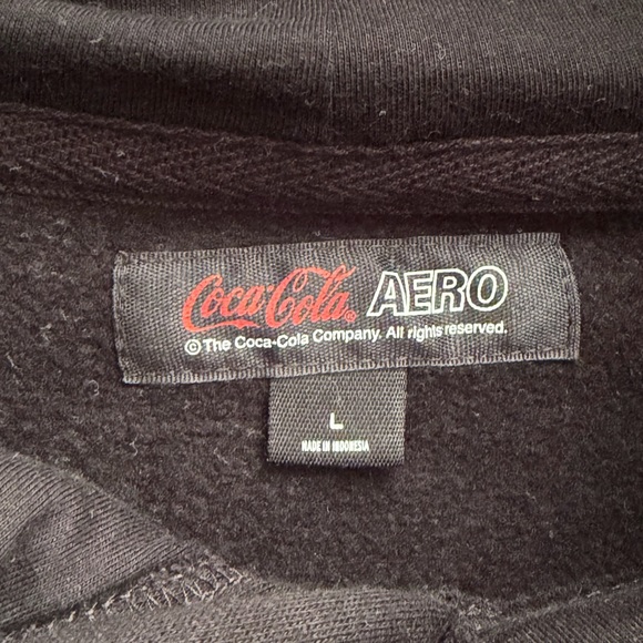 Coca-Cola® By Aéropostale Coca-Cola Classic L Black Unisex Pullover Hoodie T9 - Picture 5 of 9